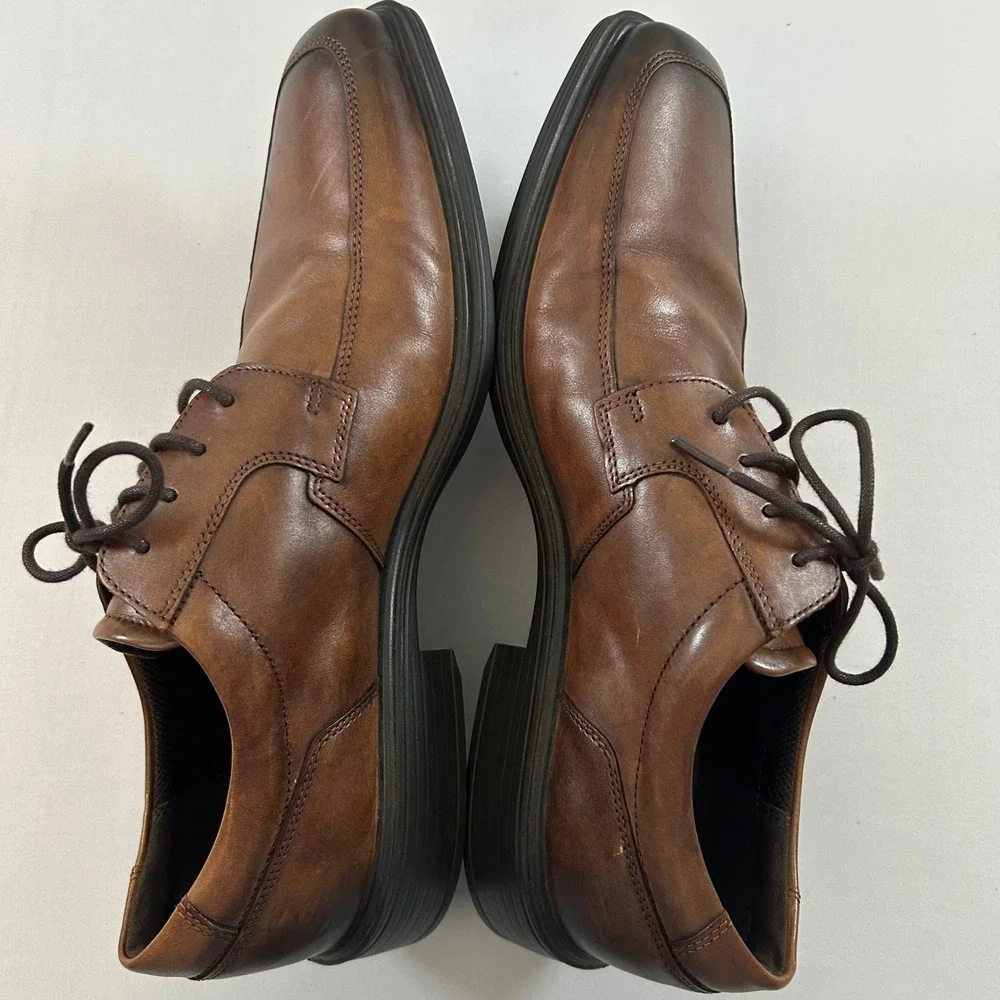 Ecco Oxford Shoes Mens 11 Brown Leather Minneapolis Danish Design Casual Comfort